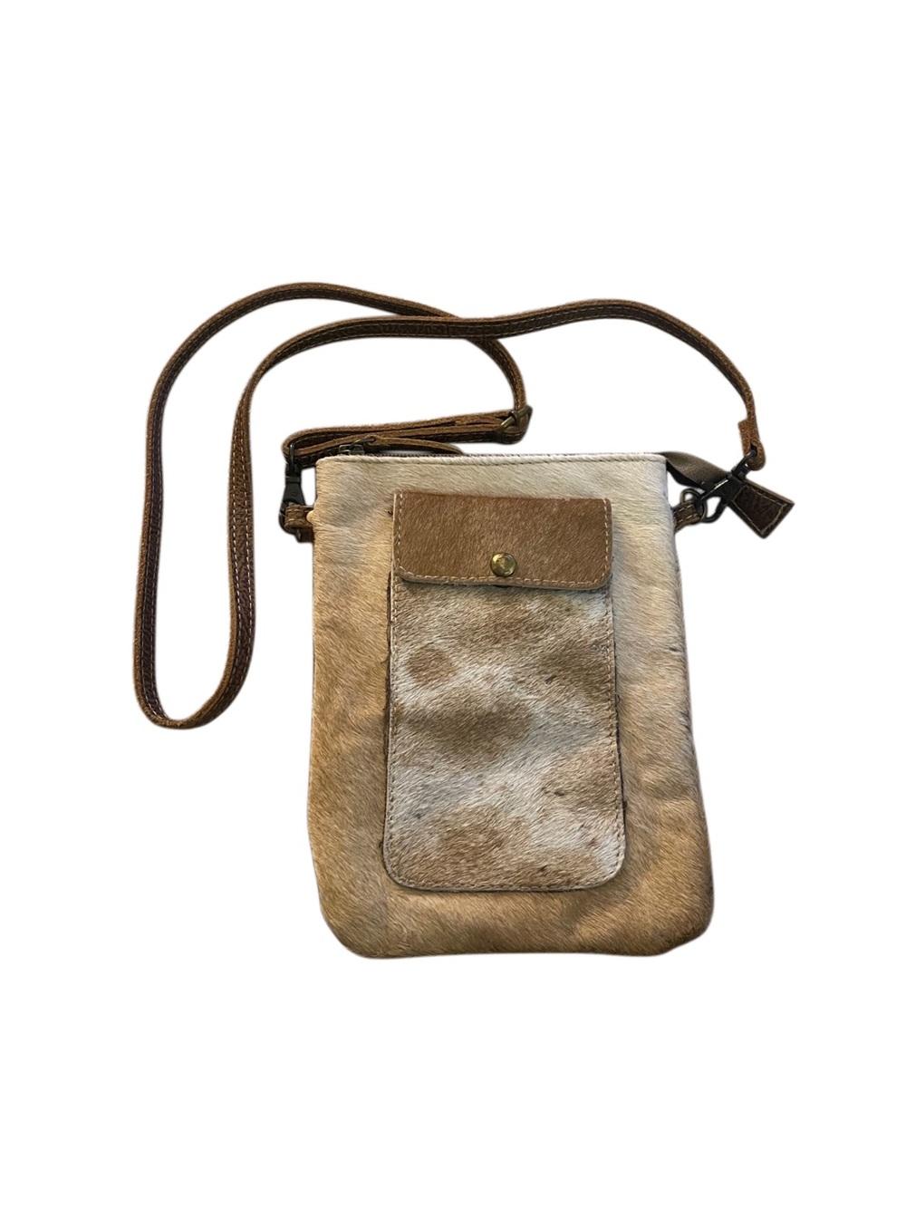 Myra Bag Brown / Beige  Cowhide & Leather Crossbody Bag Purse
